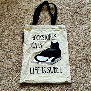 Out of Print Cat & Book Tote Bag